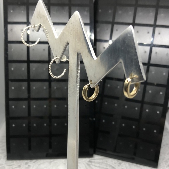 STERLING silver hugie and open hoop errings bundle Kiera + - Picture 1 of 7